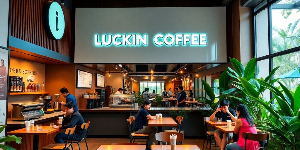 Luckin Coffee在马来西亚的门店内部环境